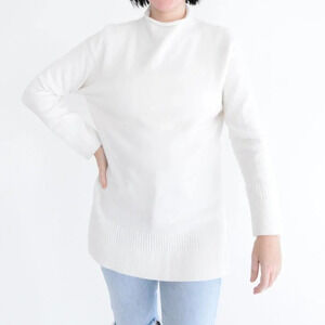 Anthropologie Moth White Mockneck Knit Sweater Cottagecore XS